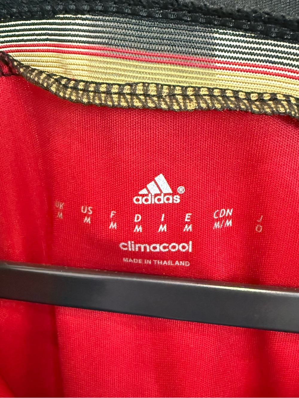 adidas Men’s Black & Red Striped Football Jersey - Picture 3 of 5